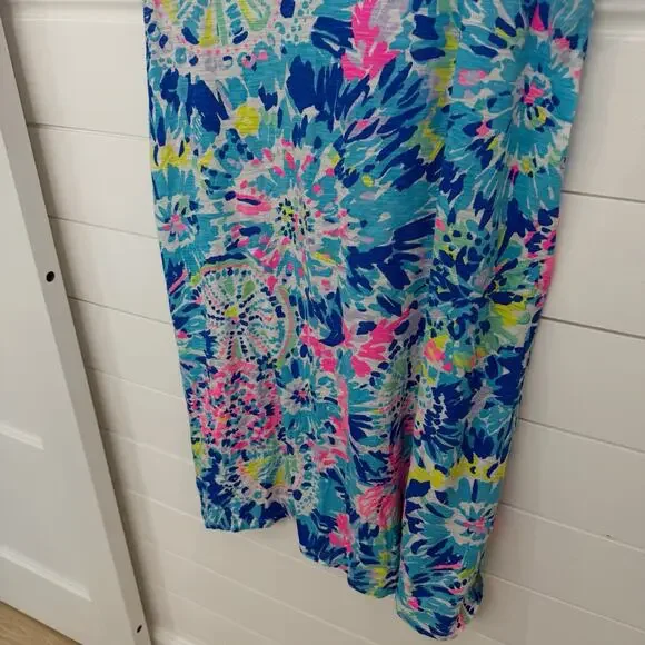 Lilly Pulitzer Jessica Colorful V Neck T Shirt Dress Short Sleeve Size XL - Picture 4 of 6